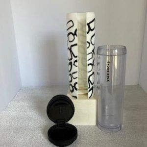 Starbucks Acrylic Glasses themed Lidded Travel Mug Tumbler16oz Vintage 2014